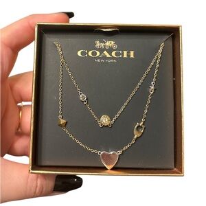 Coach Gold Heart and Charm Necklace